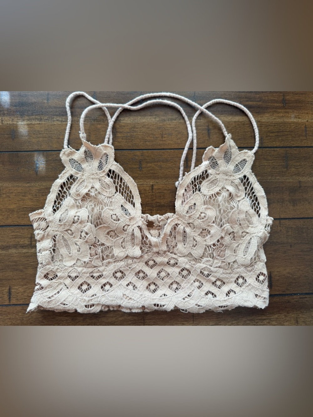 Free People Lace Cream Bralette Size Small Boho Crochet Floral Scallop